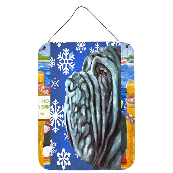 Neapolitan Mastiff Winter Snowflakes Holiday Wall or Door Hanging Prints LH9582DS1216 by Caroline's Treasures