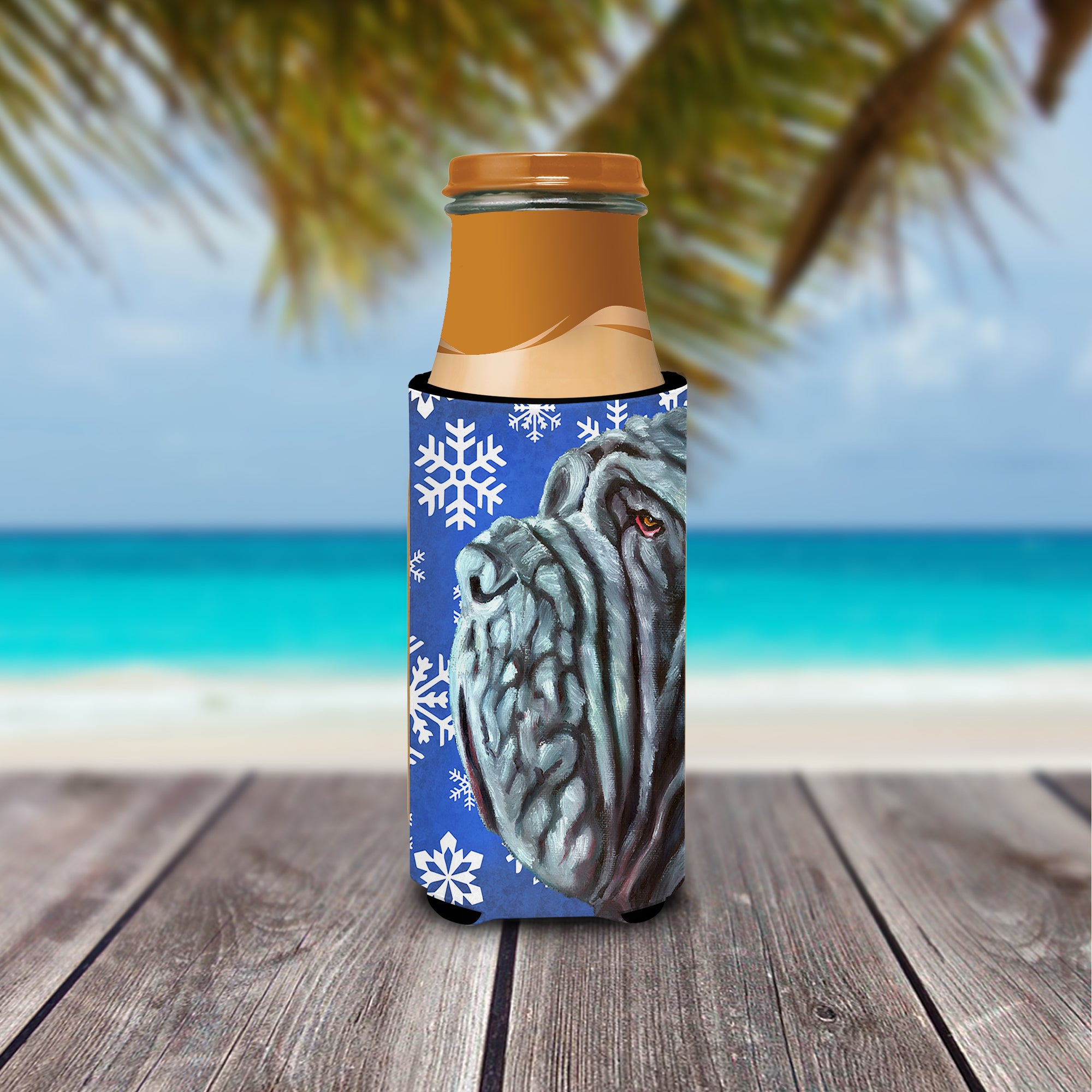Neapolitan Mastiff Winter Snowflakes Holiday Ultra Beverage Insulators for slim cans LH9582MUK