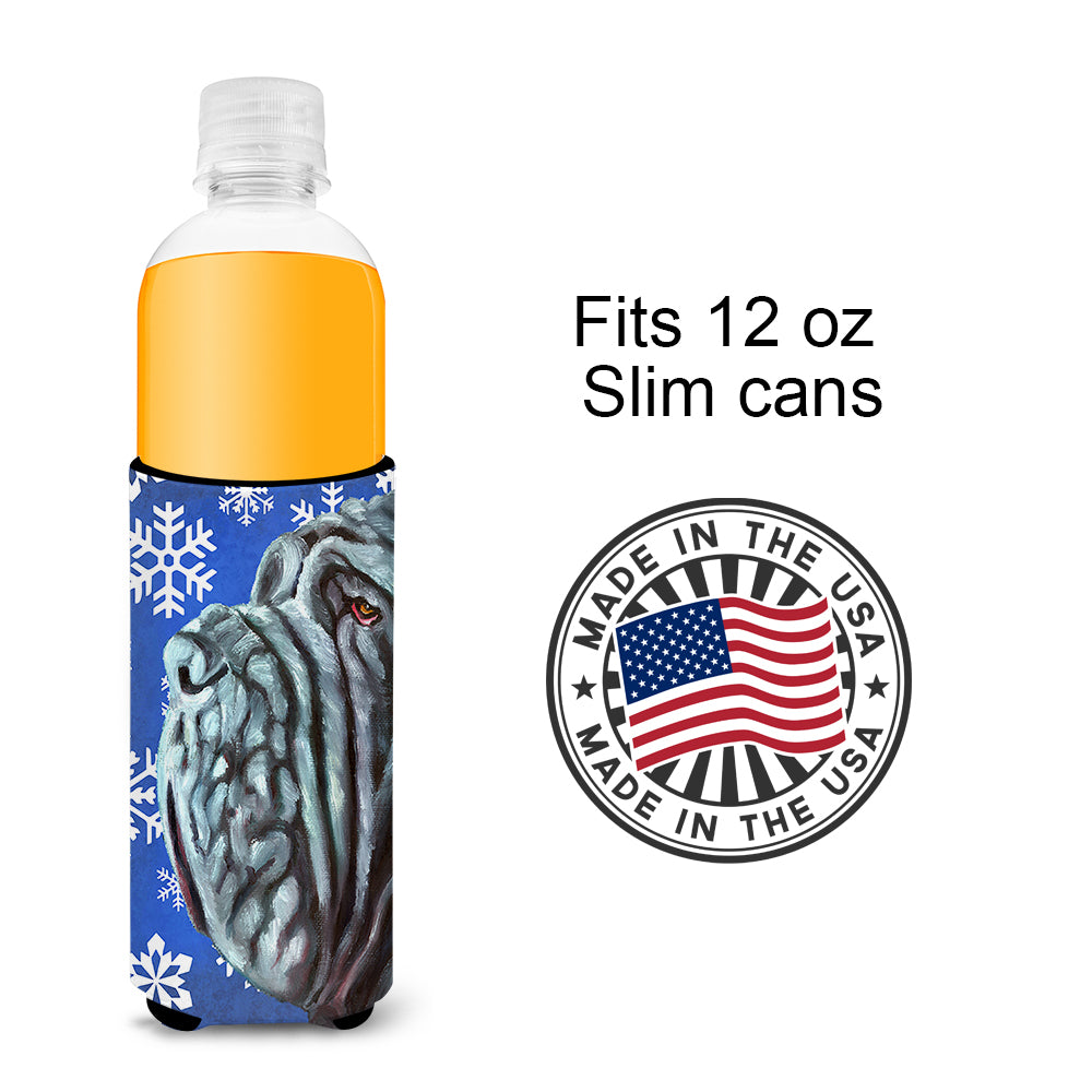 Neapolitan Mastiff Winter Snowflakes Holiday Ultra Beverage Insulators for slim cans LH9582MUK