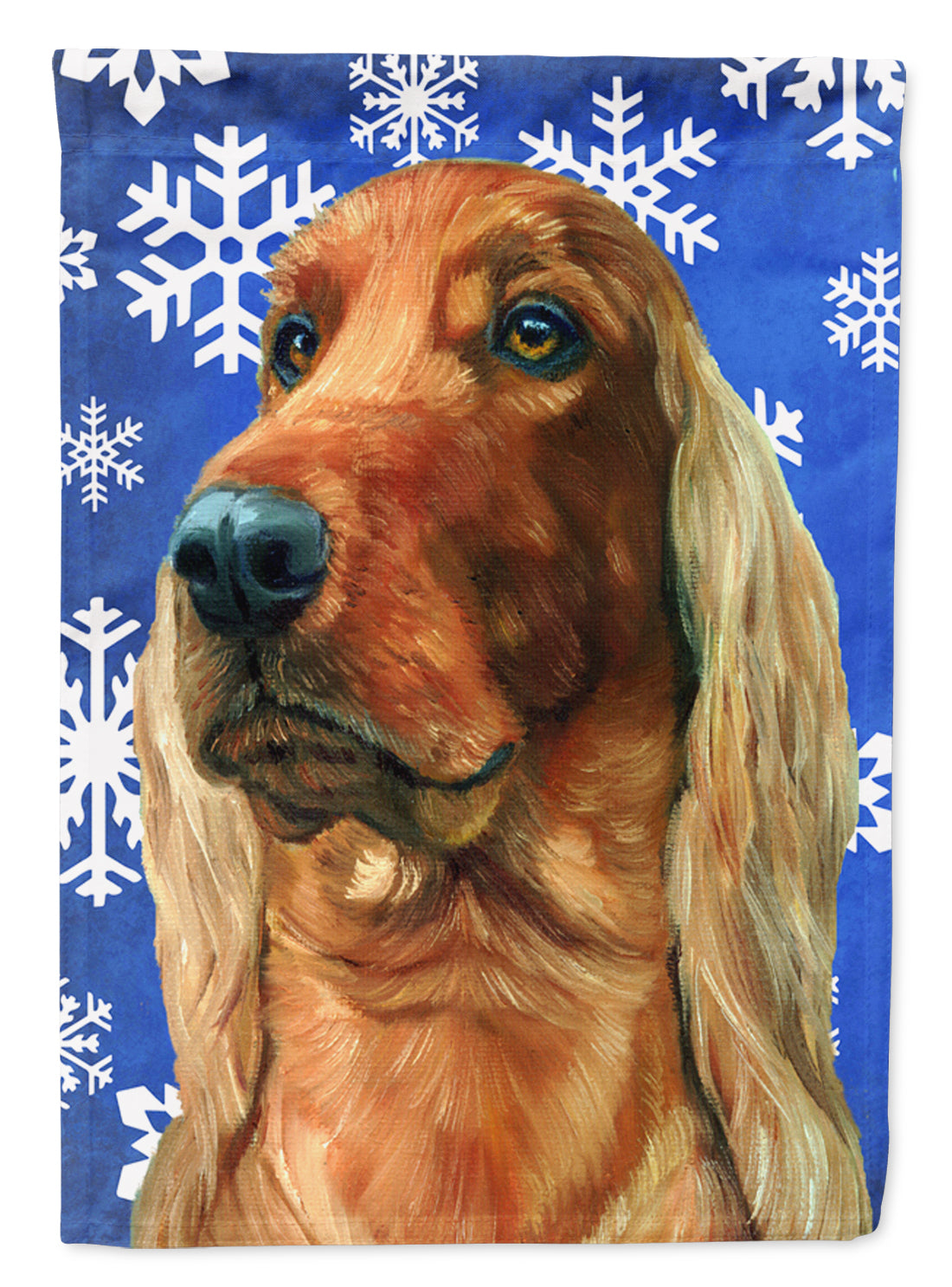 Irish Setter Winter Snowflakes Holiday Flag Canvas House Size LH9583CHF  the-store.com.