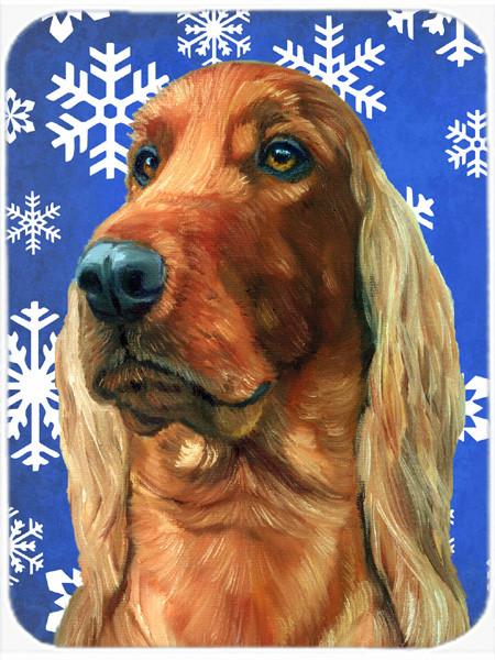 Irish Setter Winter Snowflakes Holiday Glass Cutting Board Large LH9583LCB by Caroline&#39;s Treasures