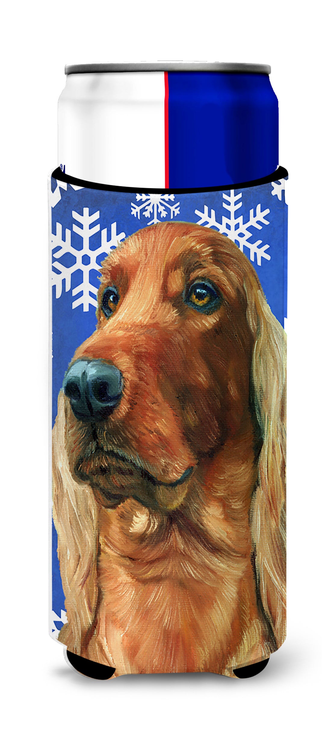 Irish Setter Winter Snowflakes Holiday Ultra Beverage Insulators for slim cans LH9583MUK  the-store.com.