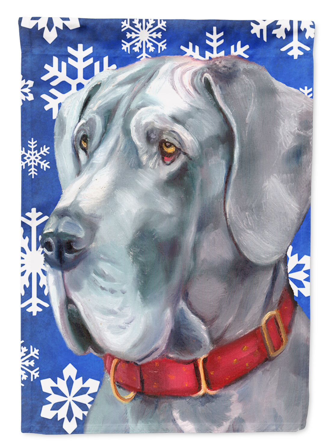 Great Dane Winter Snowflakes Holiday Flag Canvas House Size LH9584CHF
