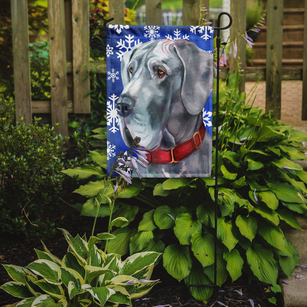 Caroline's Treasures Great Dane Winter Snowflakes Holiday Garden Flag – Decorative Outdoor Yard Flag LH9584GF