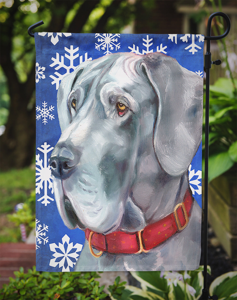 Great Dane Winter Snowflakes Holiday Flag Garden Size LH9584GF