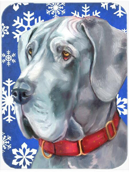 Great Dane Winter Snowflakes Holiday Glass Cutting Board Large LH9584LCB by Caroline&#39;s Treasures