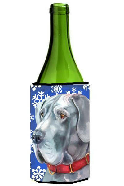 Great Dane Winter Snowflakes Holiday Wine Bottle Beverage Insulator Hugger LH9584LITERK by Caroline&#39;s Treasures