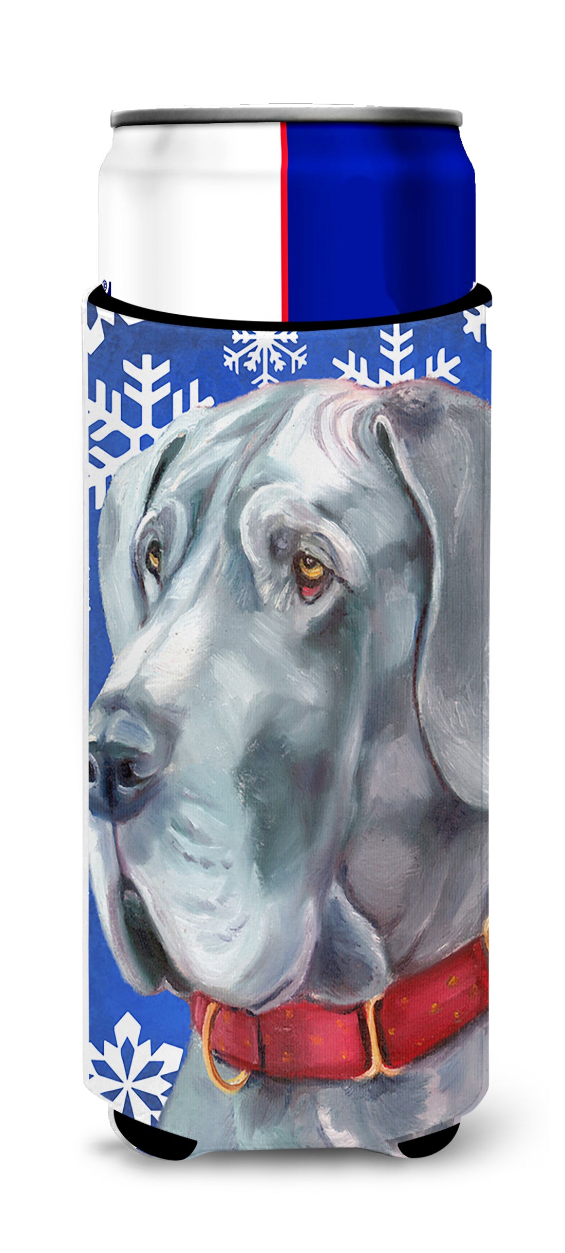 Great Dane Winter Snowflakes Holiday Ultra Beverage Insulators for slim cans LH9584MUK