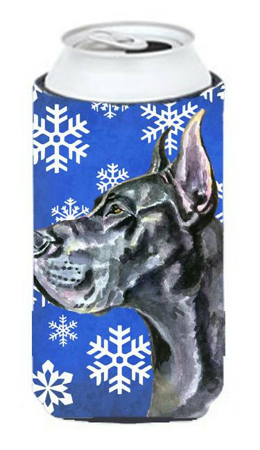 Black Great Dane Winter Snowflakes Holiday Tall Boy Beverage Insulator Hugger LH9585TBC by Caroline&#39;s Treasures