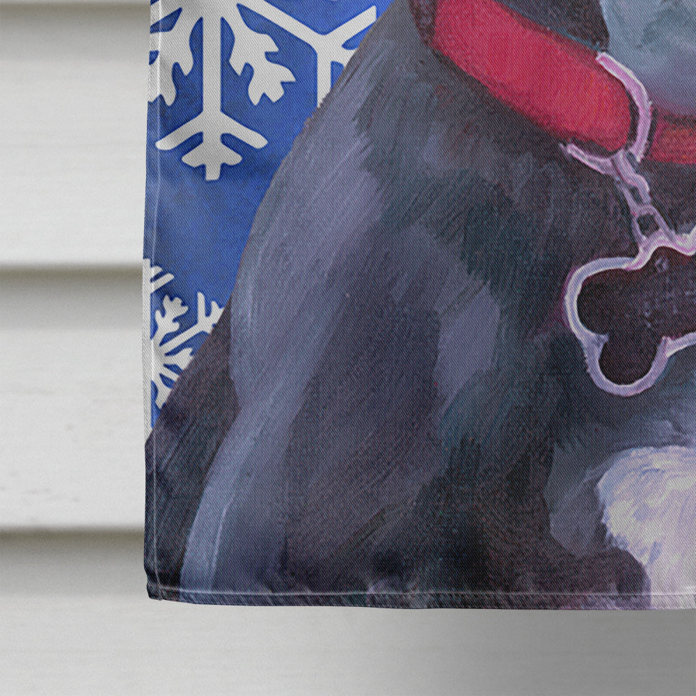 Black Great Dane Puppy Winter Snowflakes Holiday Flag Canvas House Size LH9586CHF
