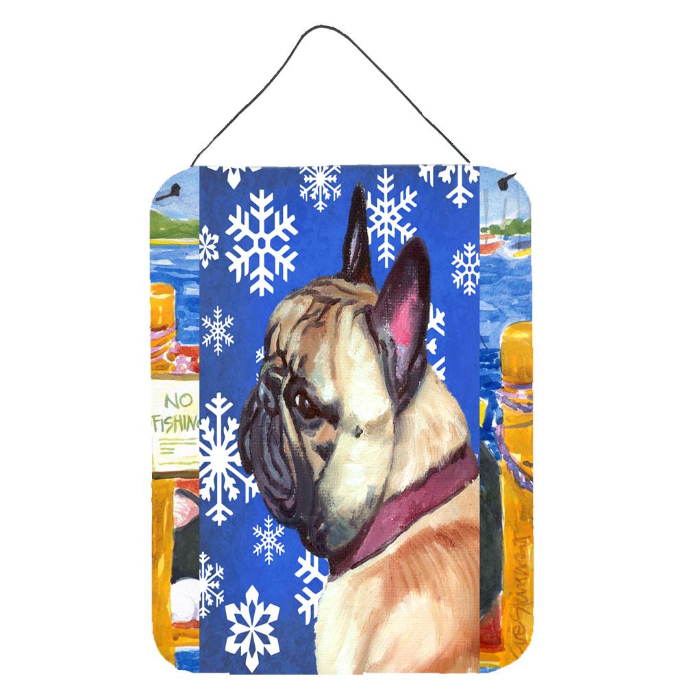 French Bulldog Frenchie Winter Snowflakes Holiday Wall or Door Hanging Prints LH9587DS1216 by Caroline&#39;s Treasures
