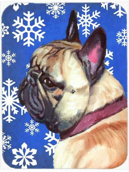 French Bulldog Frenchie Winter Snowflakes Holiday Glass Cutting Board Large LH9587LCB by Caroline&#39;s Treasures