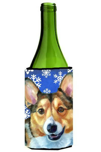 Corgi Winter Snowflakes Holiday Wine Bottle Beverage Insulator Hugger LH9588LITERK by Caroline&#39;s Treasures