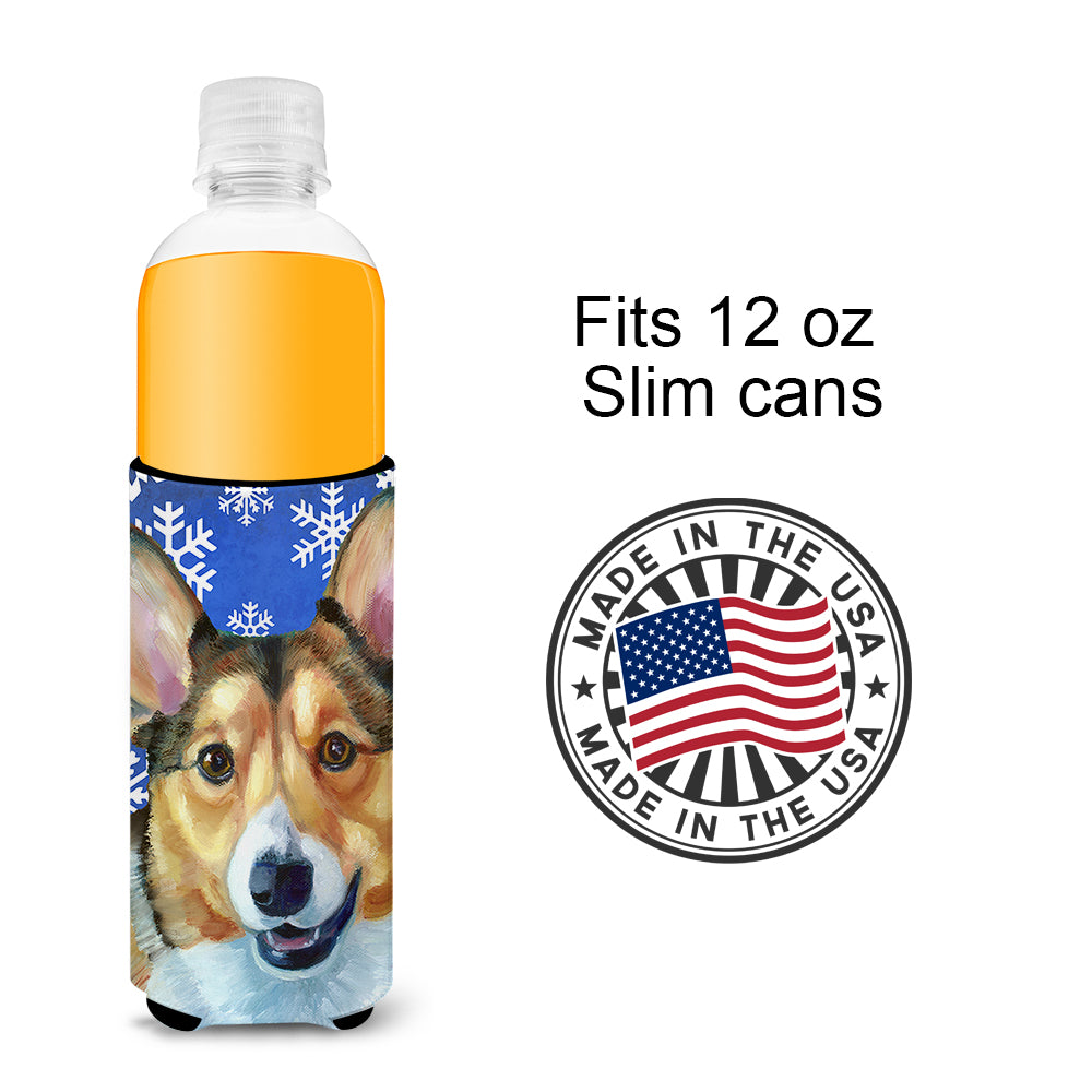Corgi Winter Snowflakes Holiday Ultra Beverage Insulators for slim cans LH9588MUK  the-store.com.