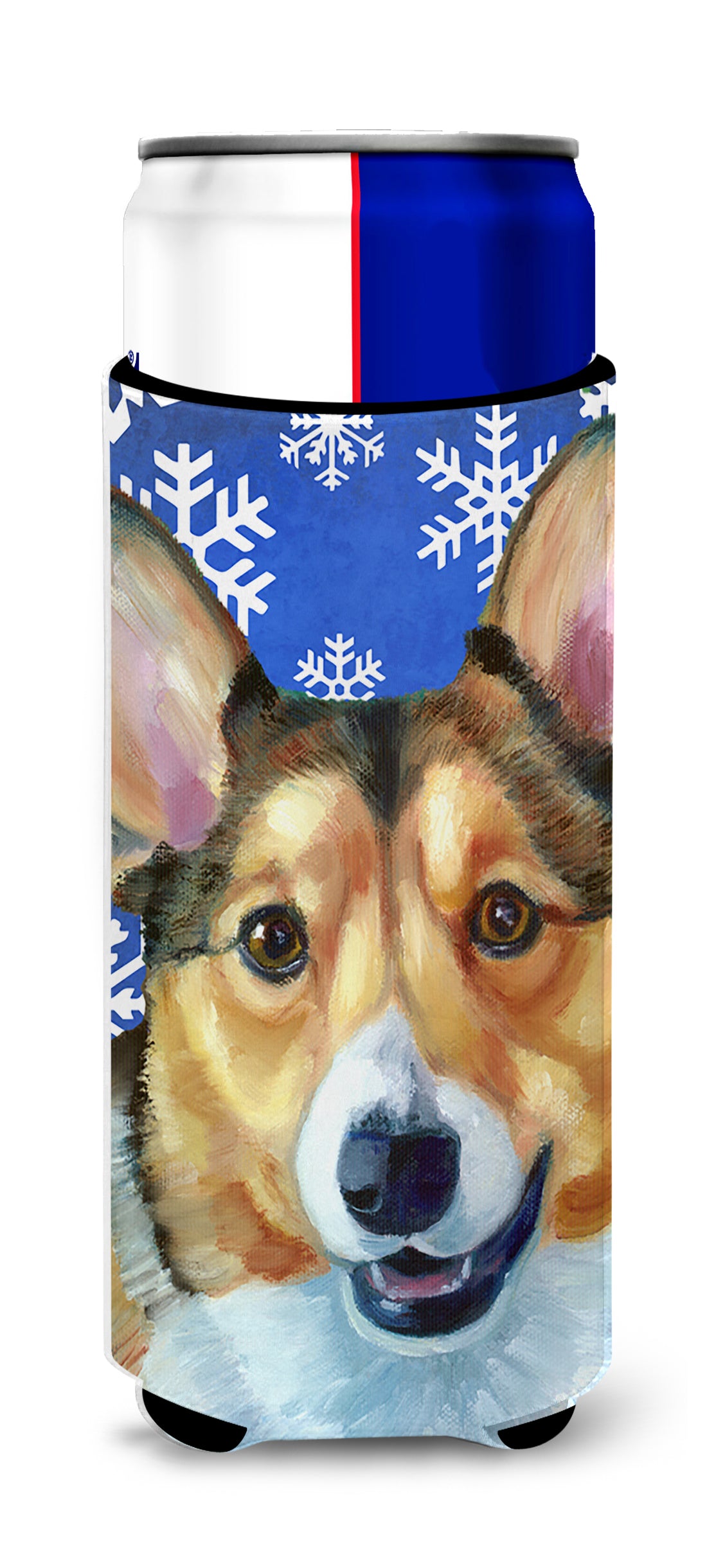 Corgi Winter Snowflakes Holiday Ultra Beverage Insulators for slim cans LH9588MUK  the-store.com.