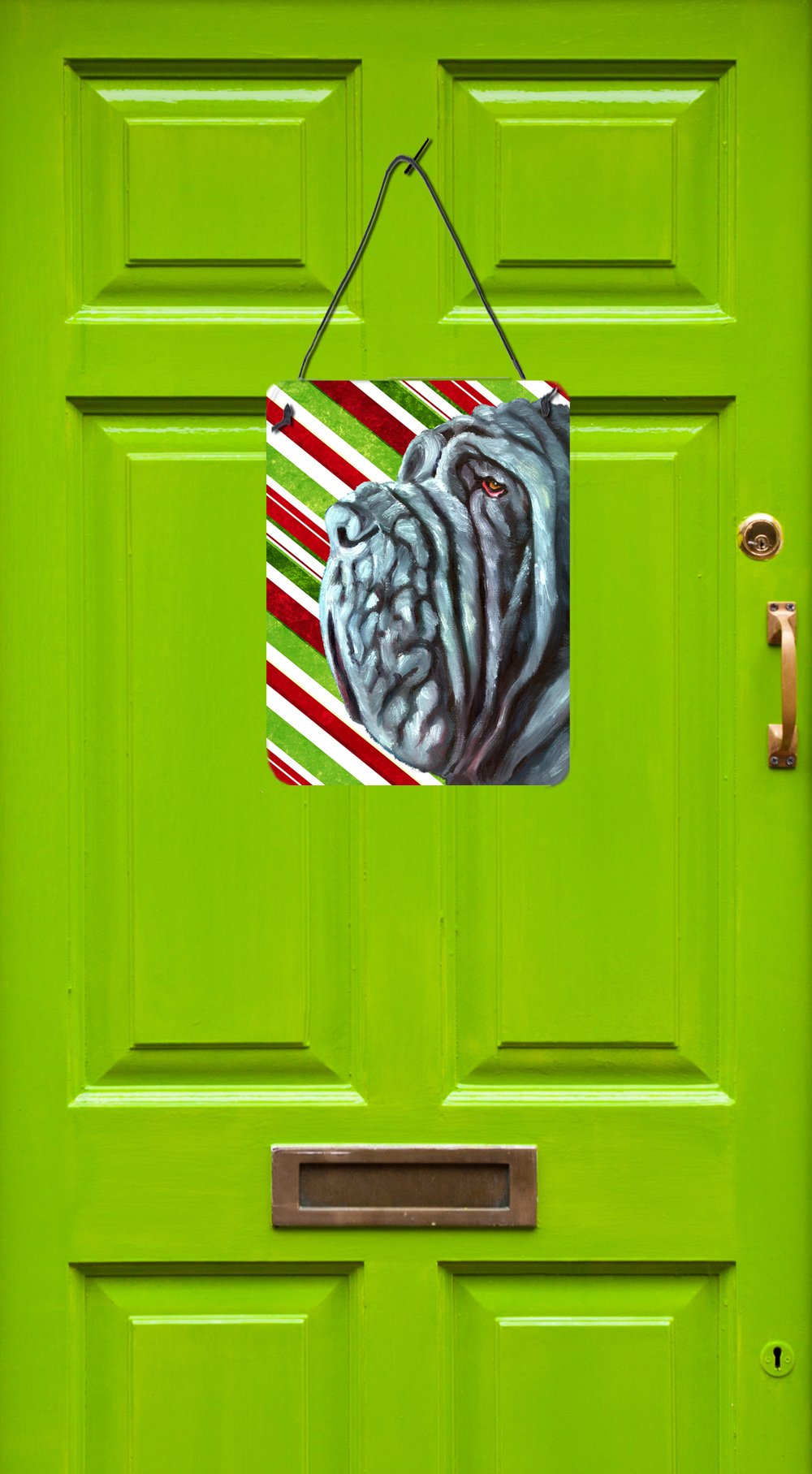 Neapolitan Mastiff Candy Cane Holiday Christmas Wall or Door Hanging Prints LH9589DS1216 by Caroline's Treasures