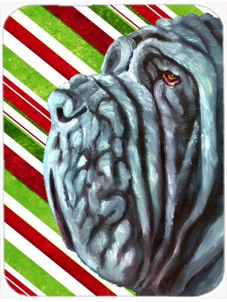 Neapolitan Mastiff Candy Cane Holiday Christmas Glass Cutting Board Large LH9589LCB by Caroline&#39;s Treasures