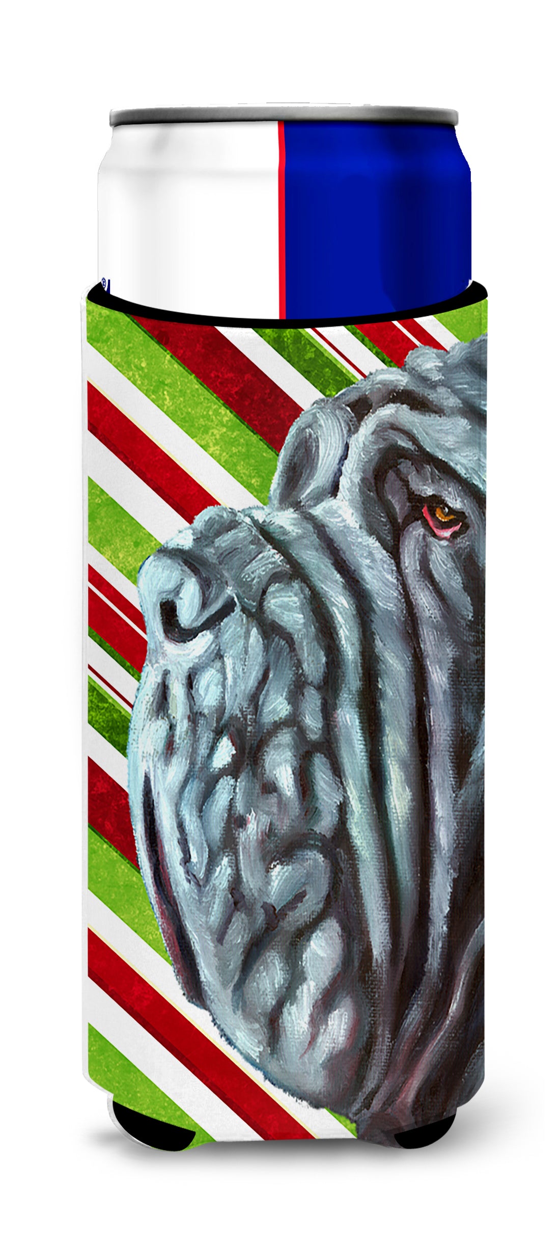 Neapolitan Mastiff Candy Cane Holiday Christmas Ultra Beverage Insulators for slim cans LH9589MUK