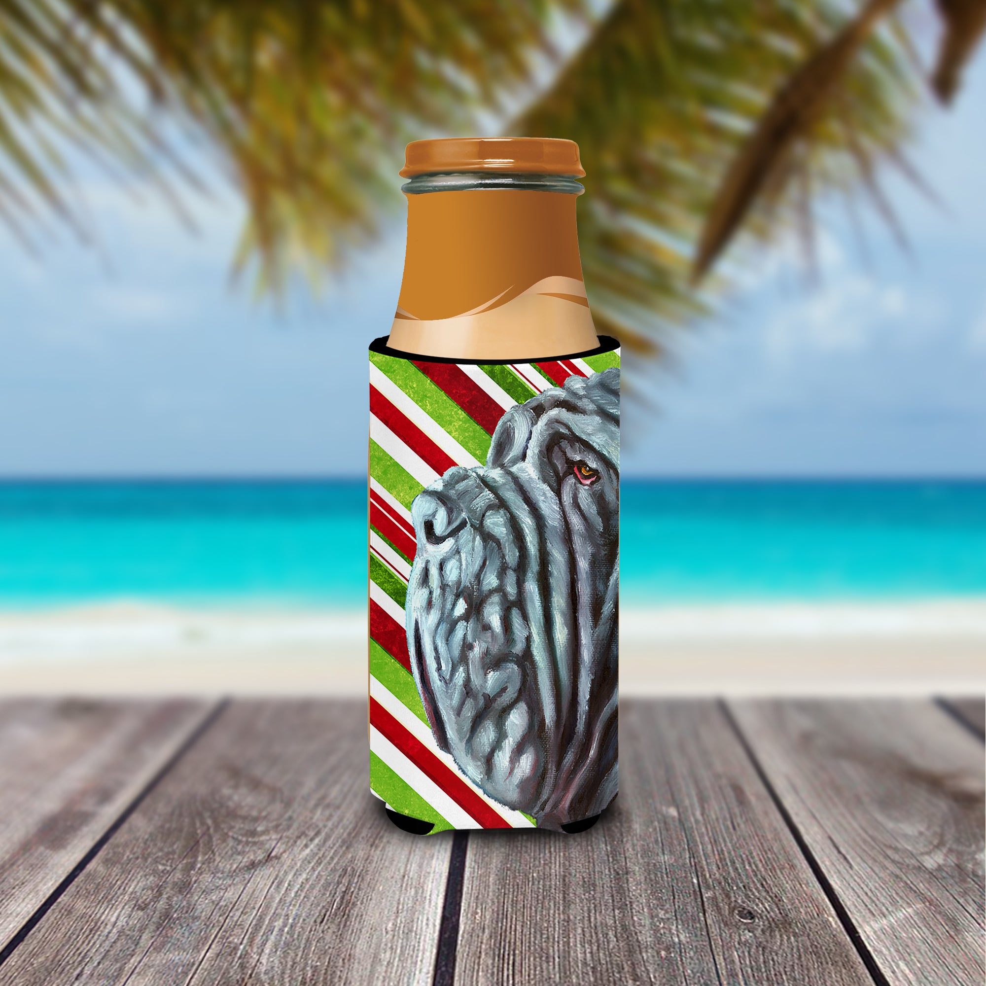 Neapolitan Mastiff Candy Cane Holiday Christmas Ultra Beverage Insulators for slim cans LH9589MUK  the-store.com.
