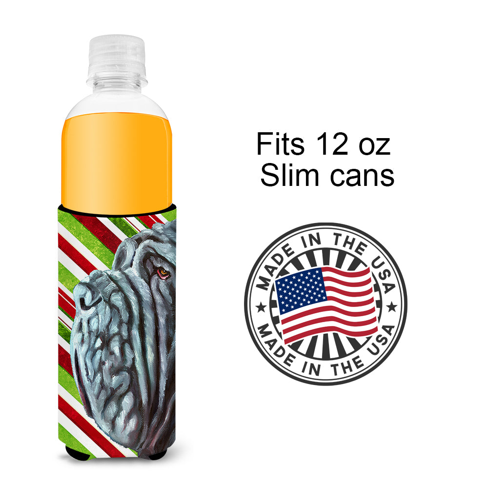 Neapolitan Mastiff Candy Cane Holiday Christmas Ultra Beverage Insulators for slim cans LH9589MUK