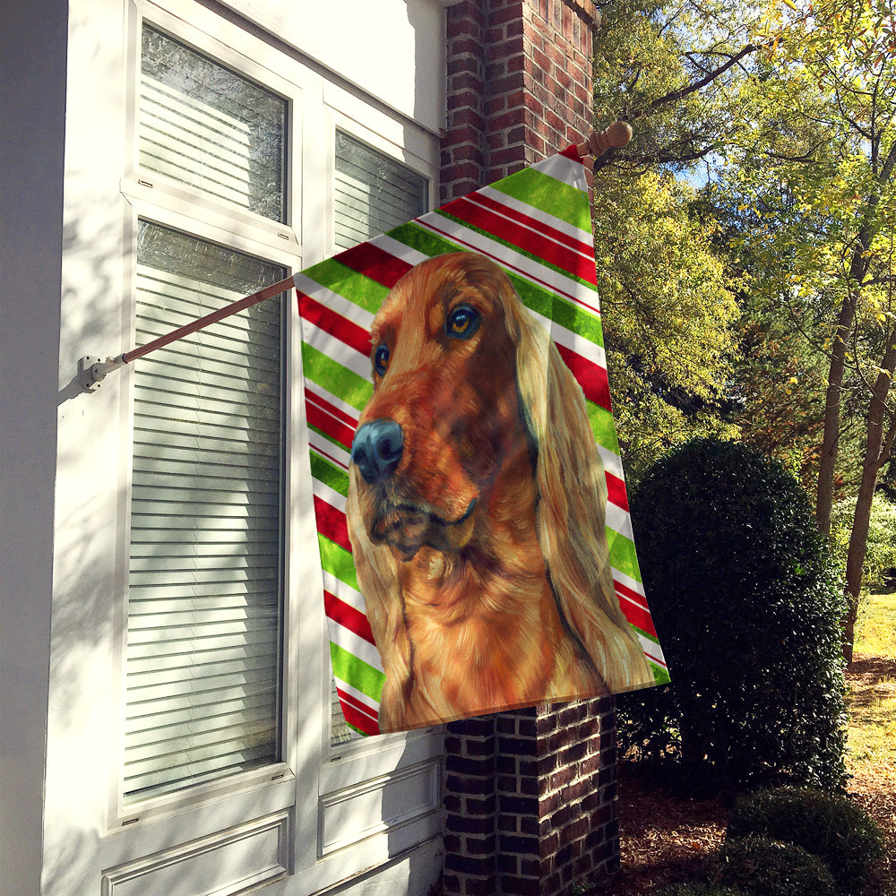 Irish Setter Candy Cane Holiday Christmas Flag Canvas House Size LH9590CHF  the-store.com.