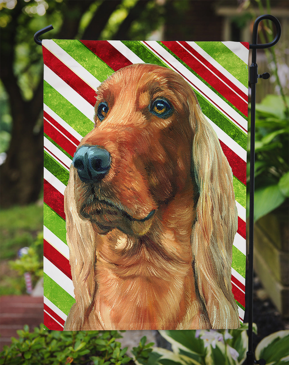 Irish Setter Candy Cane Holiday Christmas Flag Garden Size LH9590GF  the-store.com.