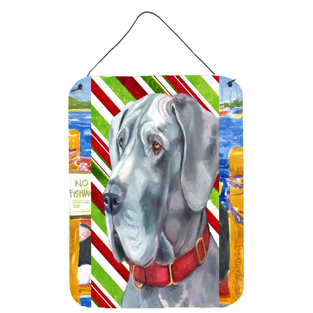 Great Dane Candy Cane Holiday Christmas Wall or Door Hanging Prints LH9591DS1216 by Caroline&#39;s Treasures