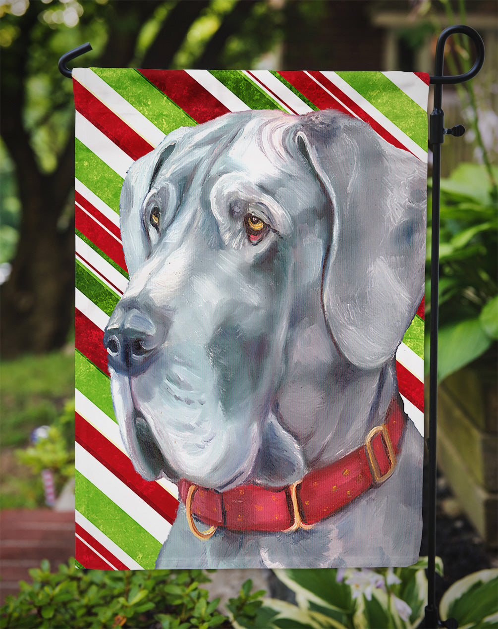 Great Dane Candy Cane Holiday Christmas Flag Garden Size  the-store.com.