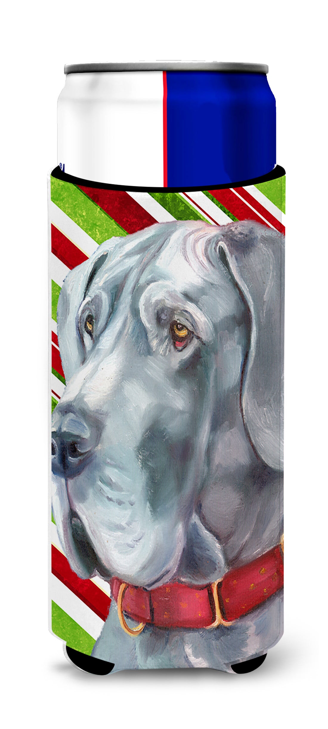 Great Dane Candy Cane Holiday Christmas Ultra Beverage Insulators for slim cans LH9591MUK