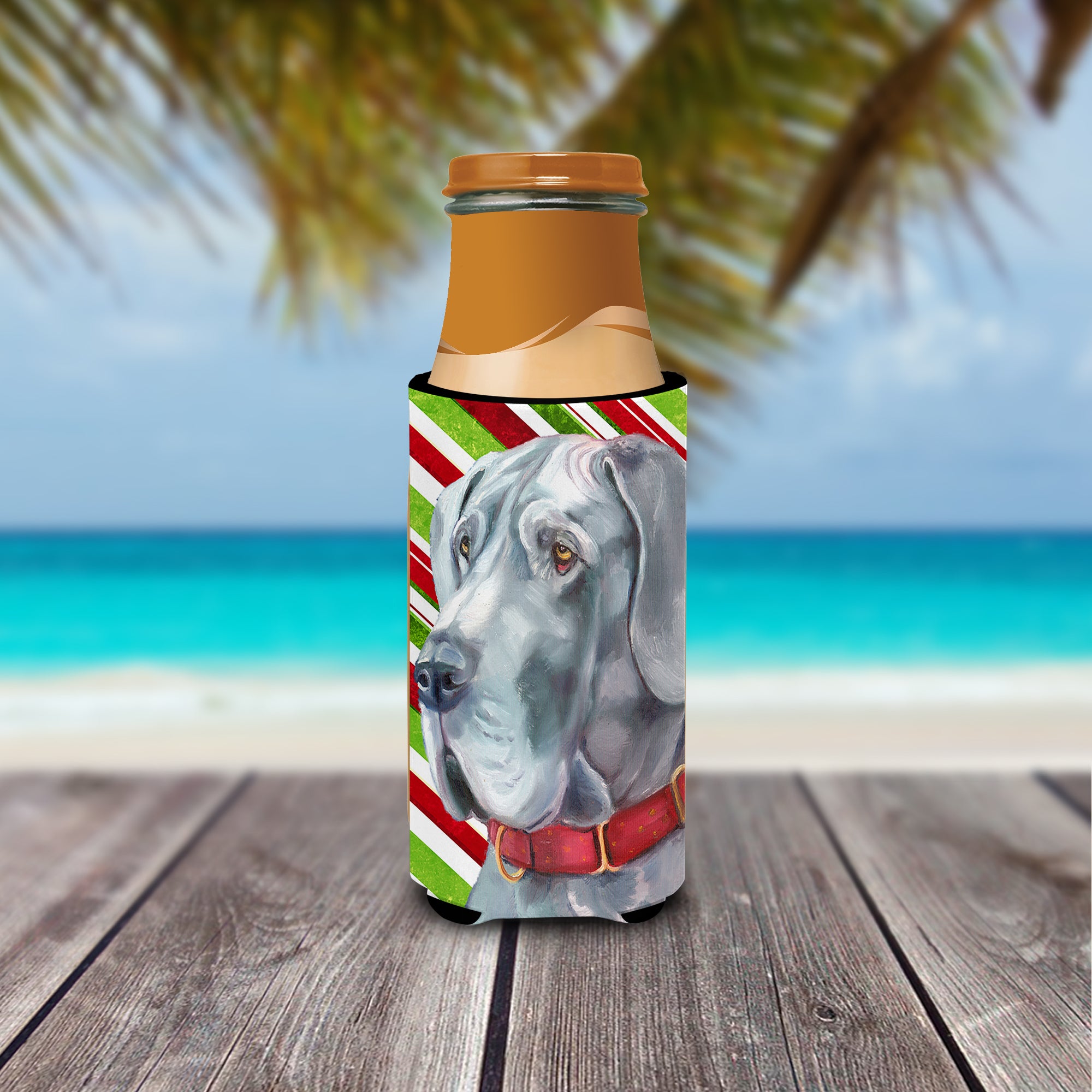 Great Dane Candy Cane Holiday Christmas Ultra Beverage Insulators for slim cans LH9591MUK  the-store.com.