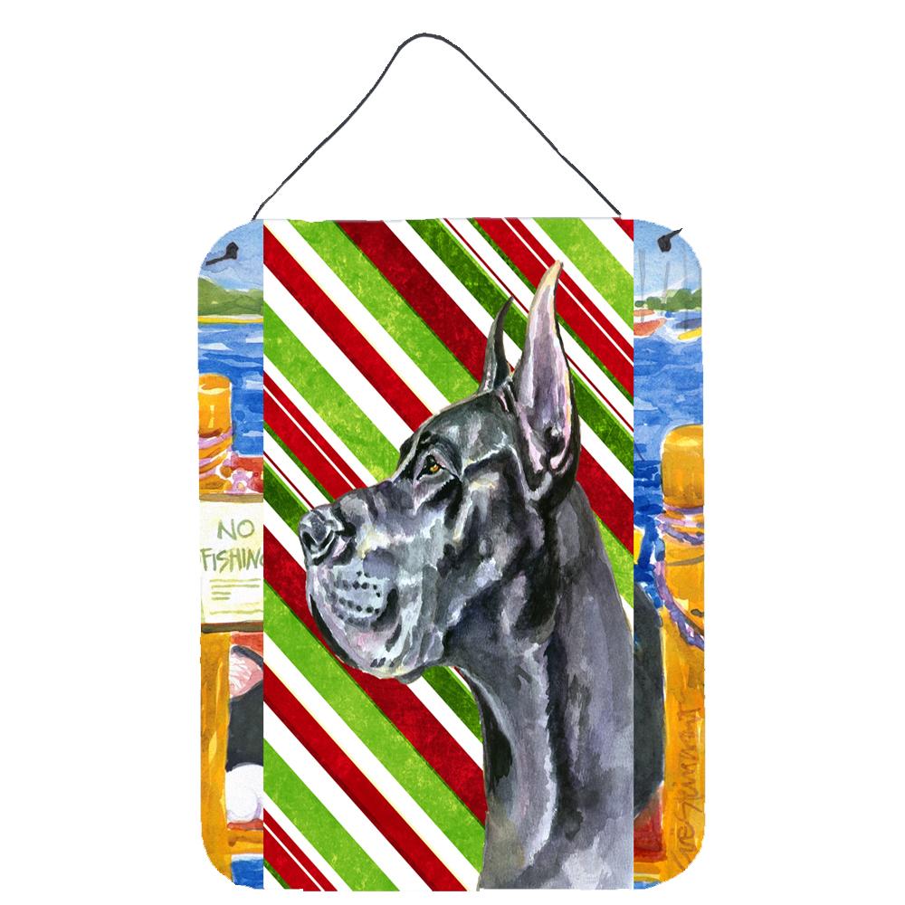 Black Great Dane Candy Cane Holiday Christmas Wall or Door Hanging Prints LH9592DS1216 by Caroline&#39;s Treasures