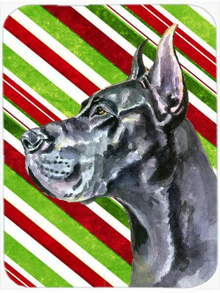 Black Great Dane Candy Cane Holiday Christmas Glass Cutting Board Large LH9592LCB by Caroline&#39;s Treasures