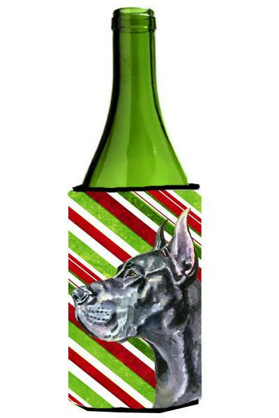 Black Great Dane Candy Cane Holiday Christmas Wine Bottle Beverage Insulator Hugger LH9592LITERK by Caroline&#39;s Treasures