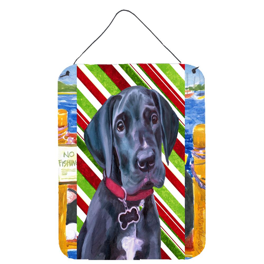 Black Great Dane Puppy Candy Cane Holiday Christmas Wall or Door Hanging Prints LH9593DS1216 by Caroline&#39;s Treasures