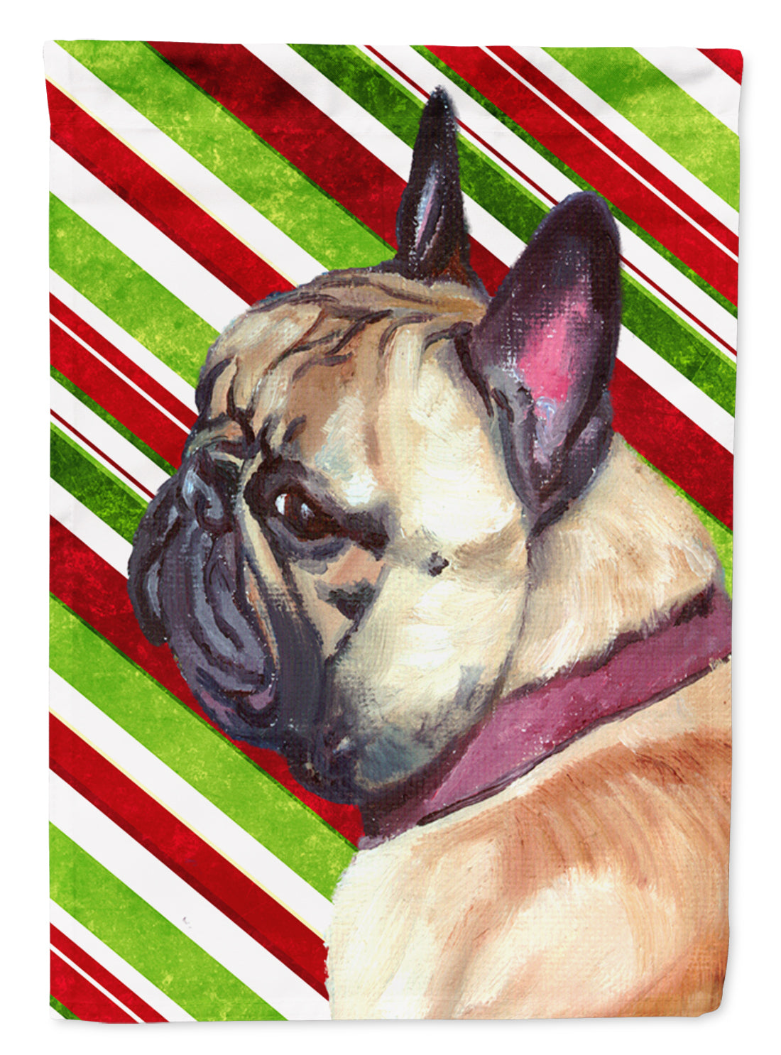 French Bulldog Frenchie Candy Cane Holiday Christmas Flag Canvas House Size LH9594CHF  the-store.com.
