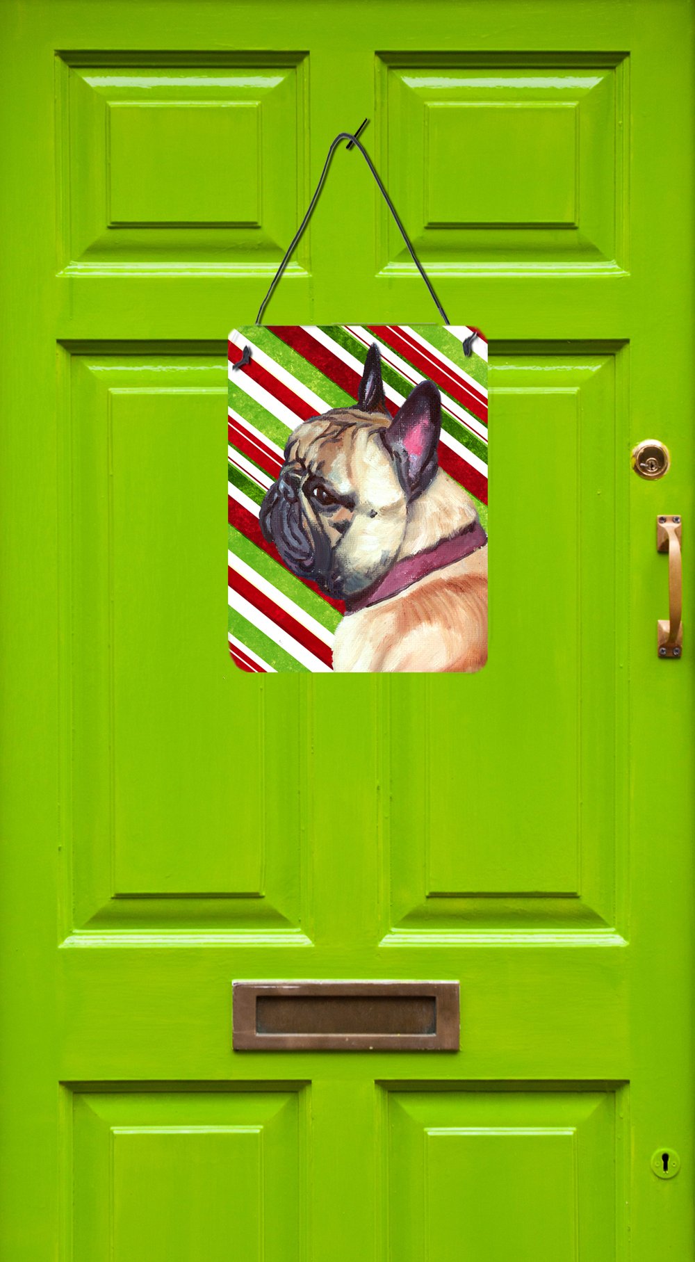 French Bulldog Frenchie Candy Cane Holiday Christmas Wall or Door Hanging Prints LH9594DS1216 by Caroline's Treasures