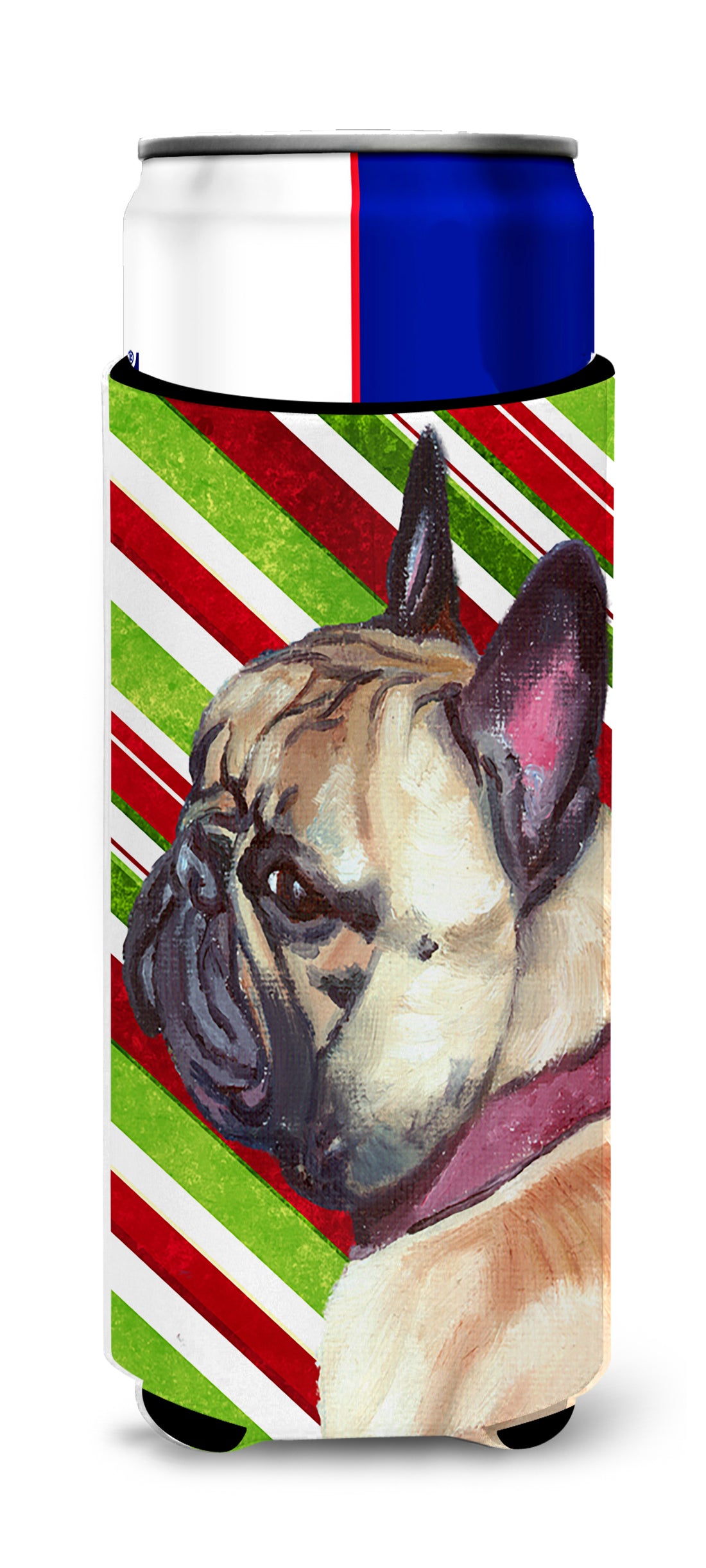 French Bulldog Frenchie Candy Cane Holiday Christmas Ultra Beverage Insulators for slim cans LH9594MUK