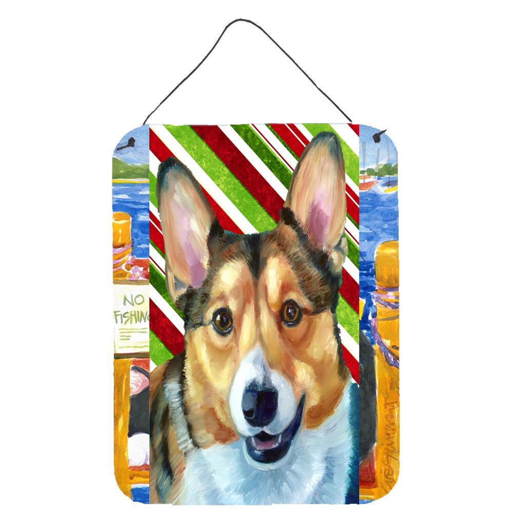 Corgi Candy Cane Holiday Christmas Wall or Door Hanging Prints LH9595DS1216 by Caroline&#39;s Treasures