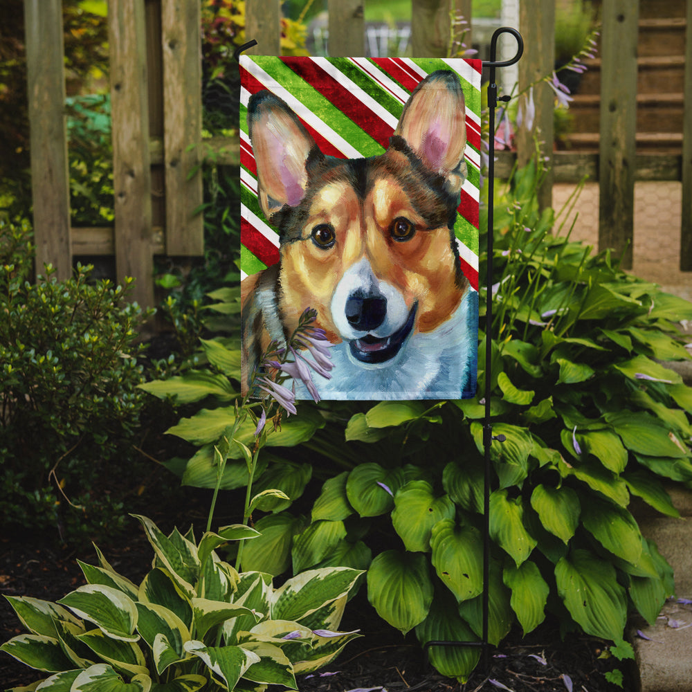 Caroline's Treasures Corgi Candy Cane Holiday Christmas Garden Flag - Outdoor Decorative Yard Flag