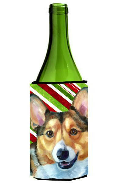 Corgi Candy Cane Holiday Christmas Wine Bottle Beverage Insulator Hugger LH9595LITERK by Caroline&#39;s Treasures