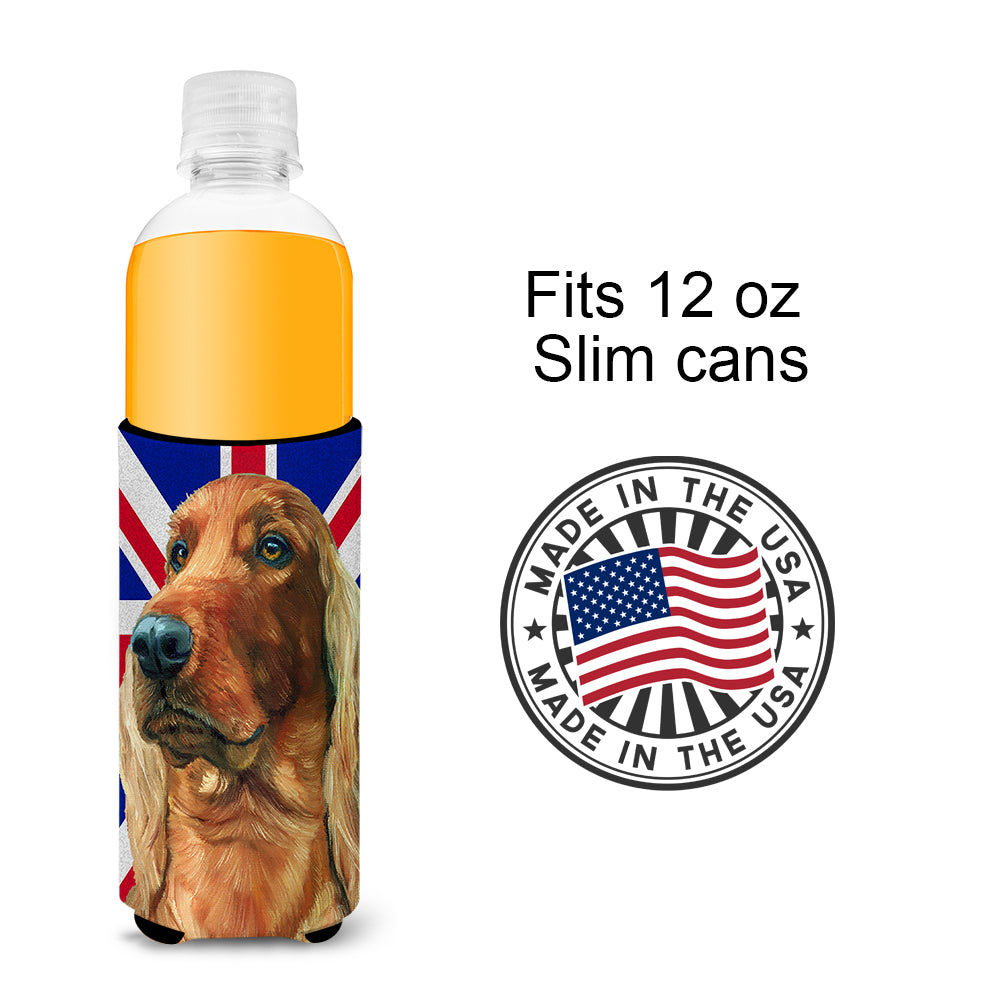 Irish Setter with English Union Jack British Flag Ultra Beverage Insulators for slim cans LH9597MUK