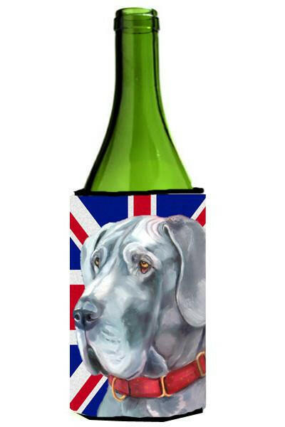 Great Dane with English Union Jack British Flag Wine Bottle Beverage Insulator Hugger LH9598LITERK by Caroline&#39;s Treasures