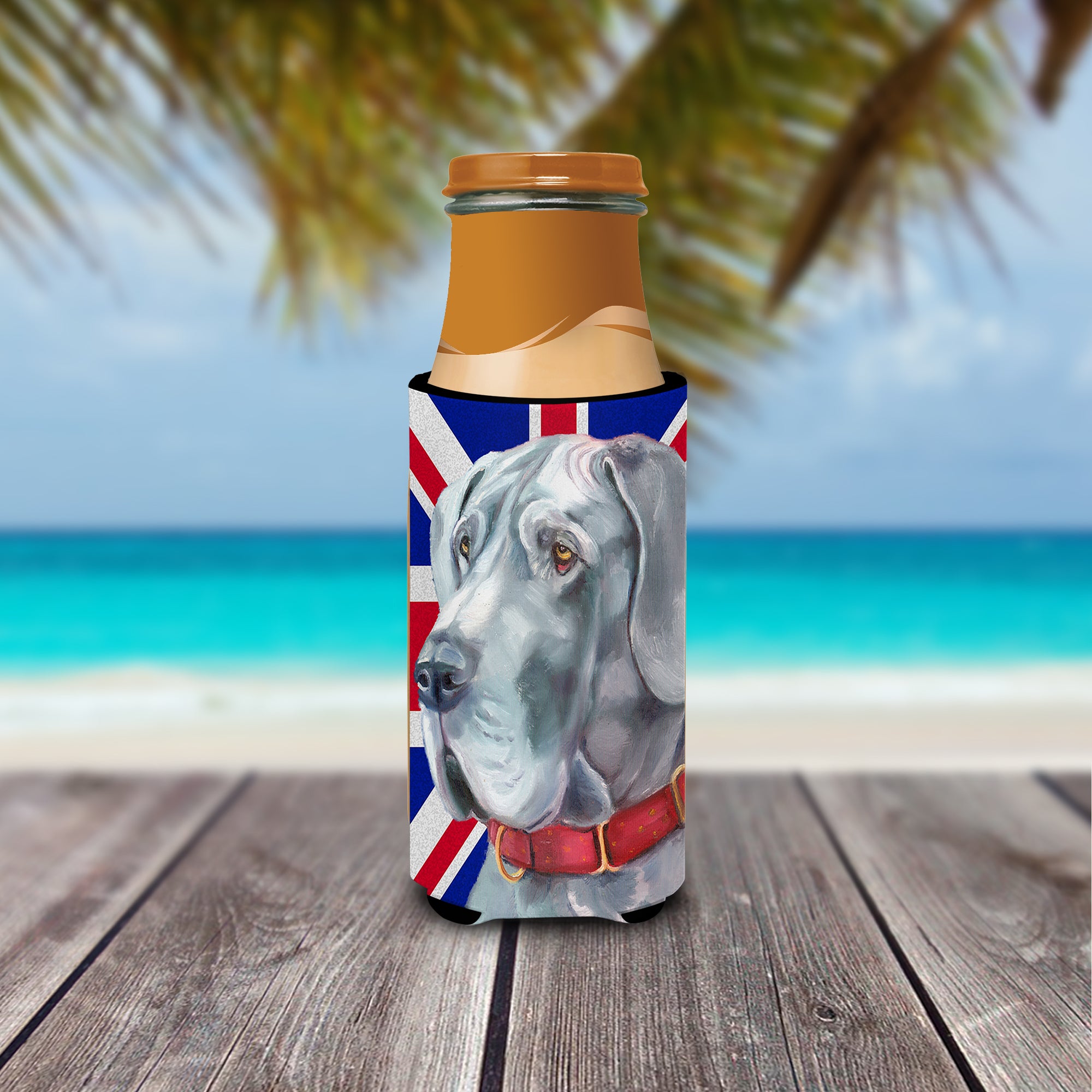 Great Dane with English Union Jack British Flag Ultra Beverage Insulators for slim cans LH9598MUK