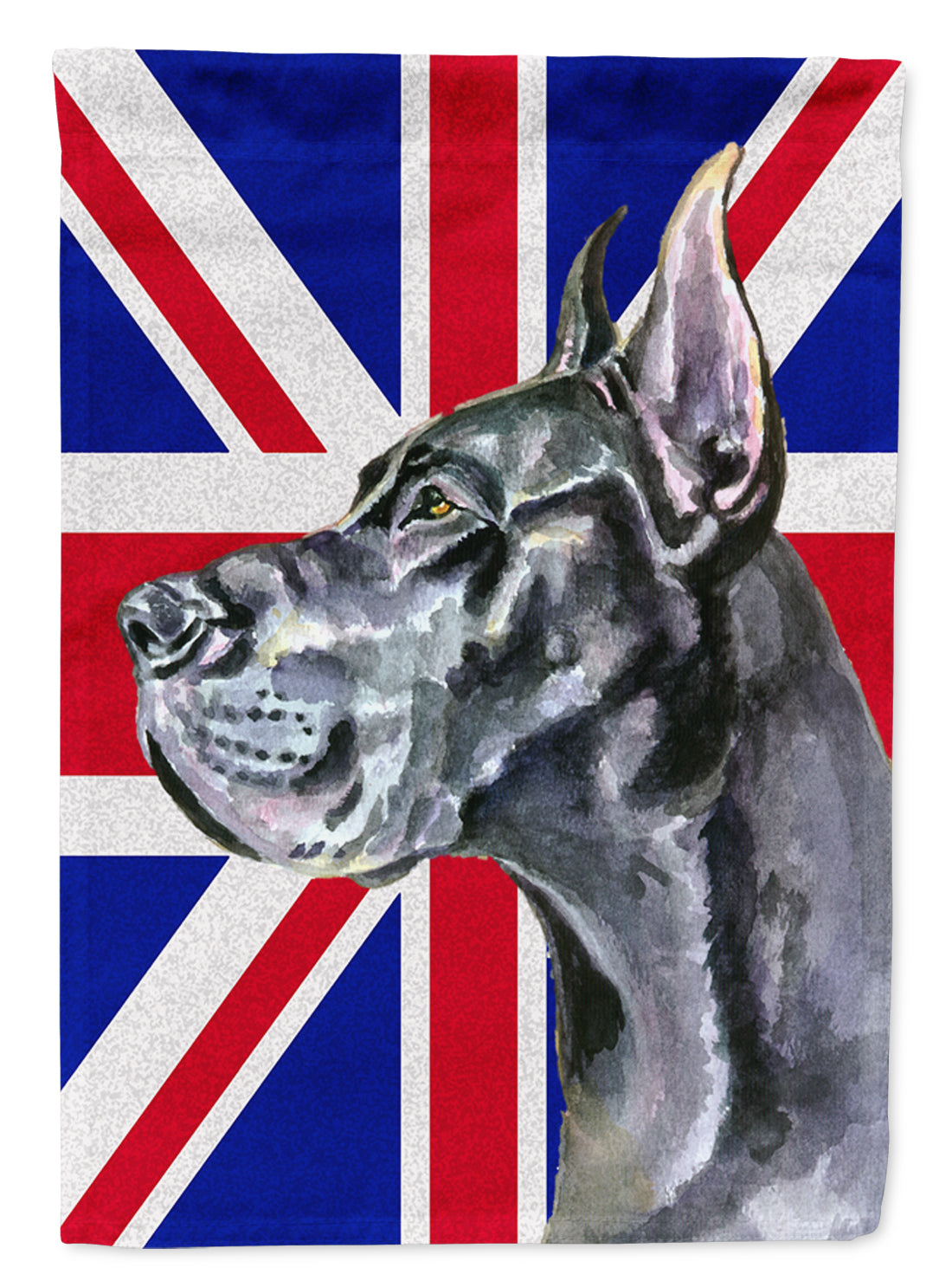 Black Great Dane with English Union Jack British Flag Flag Canvas House Size LH9599CHF  the-store.com.