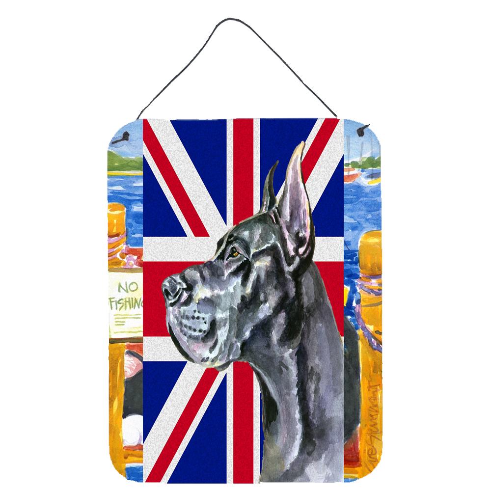 Black Great Dane with English Union Jack British Flag Wall or Door Hanging Prints LH9599DS1216 by Caroline's Treasures