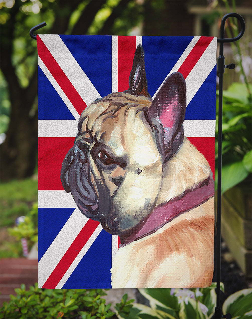 French Bulldog Frenchie with English Union Jack British Flag Flag Garden Size  the-store.com.