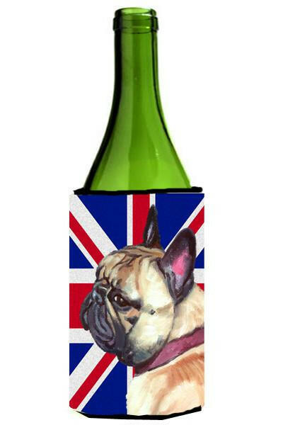 French Bulldog Frenchie with English Union Jack British Flag Wine Bottle Beverage Insulator Hugger LH9601LITERK by Caroline&#39;s Treasures