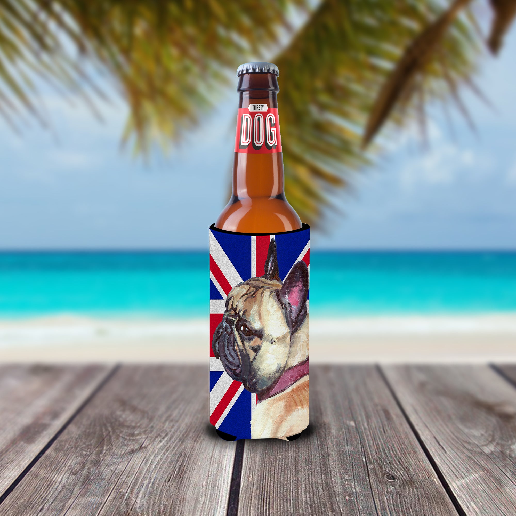 French Bulldog Frenchie with English Union Jack British Flag Ultra Beverage Insulators for slim cans LH9601MUK