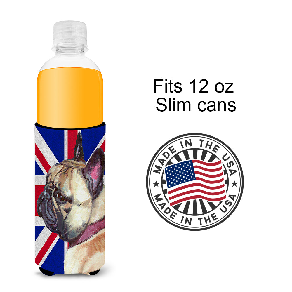 French Bulldog Frenchie with English Union Jack British Flag Ultra Beverage Insulators for slim cans LH9601MUK  the-store.com.