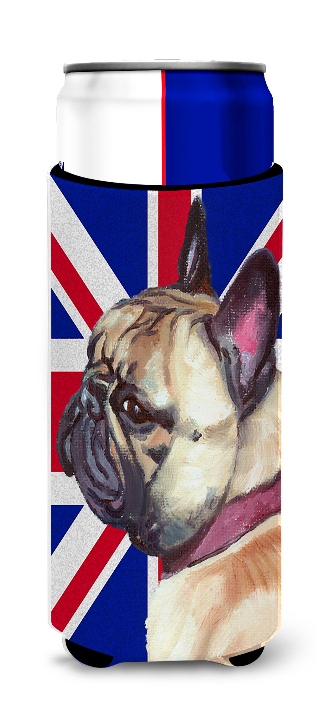 French Bulldog Frenchie with English Union Jack British Flag Ultra Beverage Insulators for slim cans LH9601MUK  the-store.com.